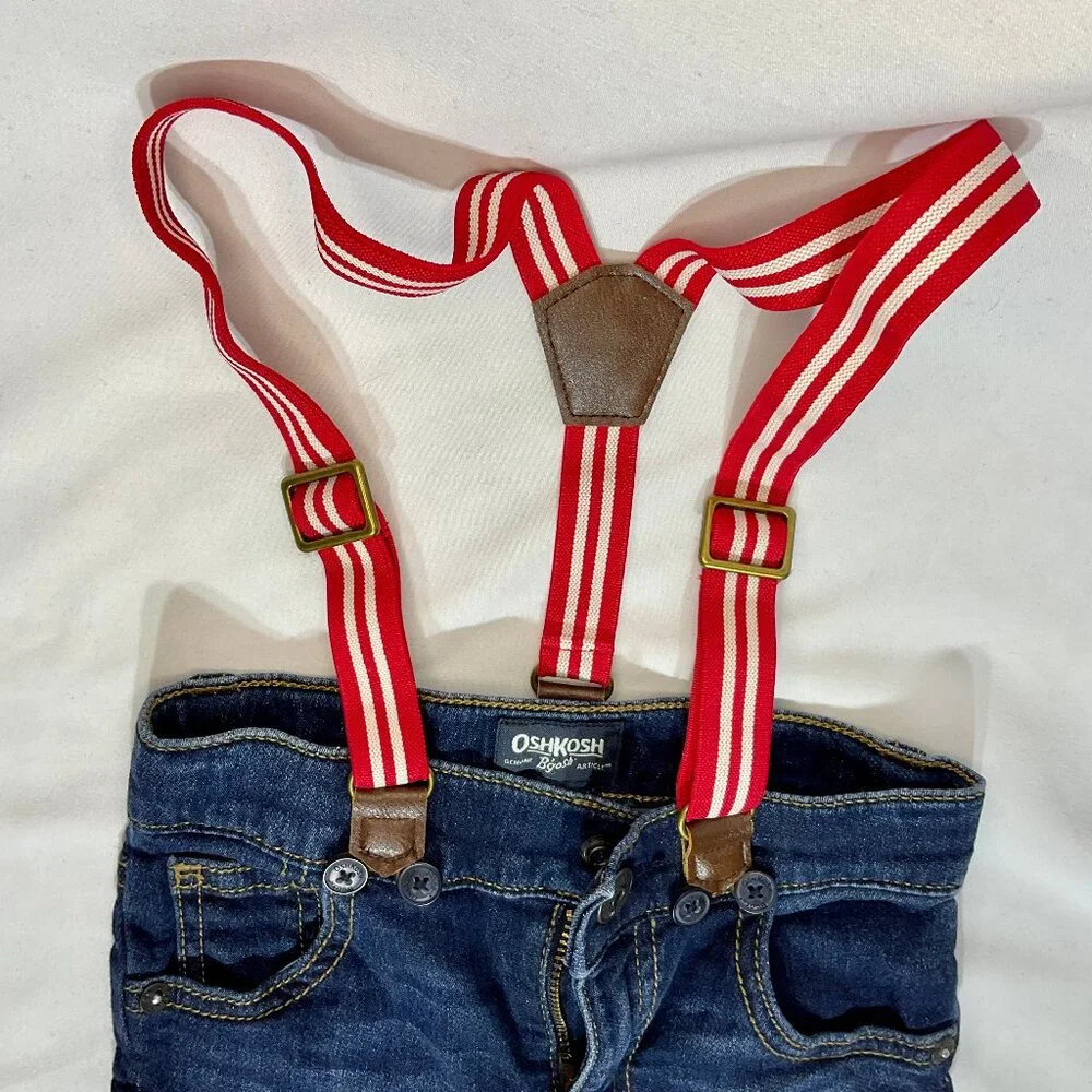 2T OshKosh B'Gosh Blue Jeans & Red Suspenders 3/$16 Toddler Child Kid